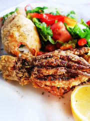 Thai food fried squid on a plate