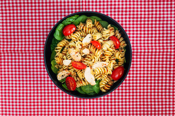 Fresh chicken salad with tomatoes