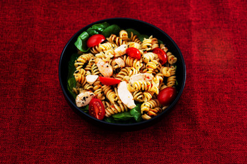 Fresh chicken salad with tomatoes