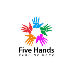 creative colorful hand education logo template design vector with isolated white background