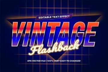 Text effect in Vintage Flashback words, font styles theme editable gradient retro 80s gradient colorful concept