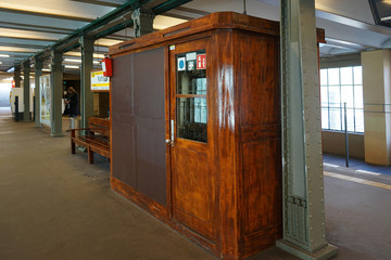 Berlin, Germany_15, February 2019_U-bhan station Rathaus Schöneberg's appearance, structure and inside photographed in the winter.