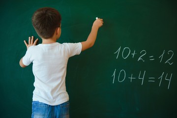 portrait of a schoolboy at the Board