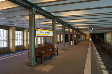 Berlin, Germany_15, February 2019_U-bhan station Rathaus Schöneberg's appearance, structure and...