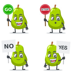 vector illustration of pear mascot or par character collection set with sign theme