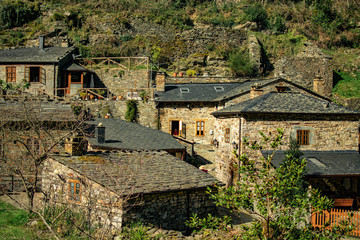 Ancient town between mountains in Asturias.