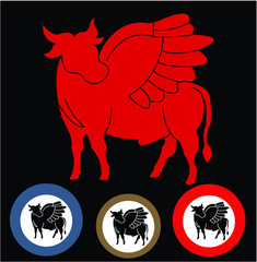 Fototapeta premium Imaginary bull with wings