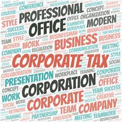 Corporate Tax vector word cloud, made with text only.