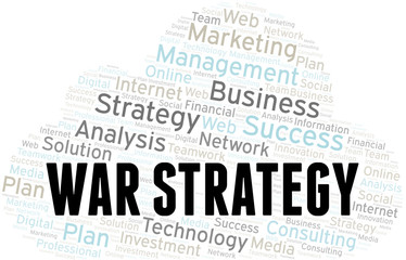 War Strategy word cloud create with text only.
