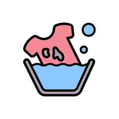 Washing dirty t-shirt icon. Simple color with outline vector elements of laundry icons for ui and ux, website or mobile application