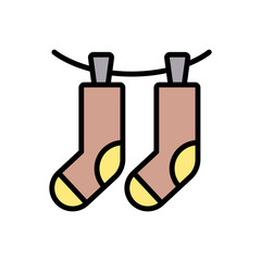 Socks clothespin icon. Simple color with outline vector elements of laundry icons for ui and ux, website or mobile application