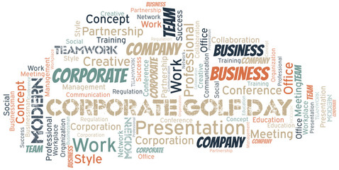 Corporate Golf Day vector word cloud, made with text only.