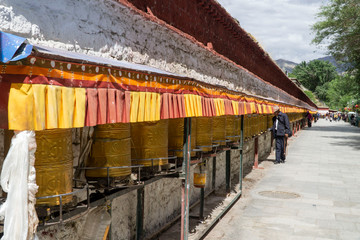 Lhasa former Tibet now China, the prayer cylinders called Chokhor.