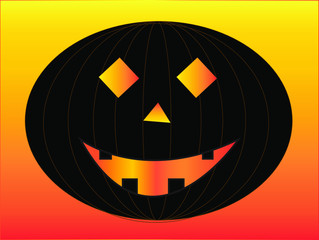 Draw a simple pumpkin ghost face on Halloween.