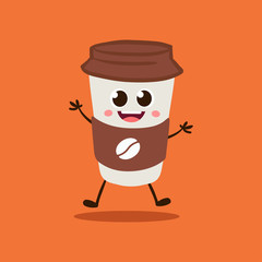 Cute cartoon coffee character vector illustration