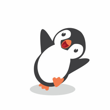 Cute Penguin happy cartoon vector