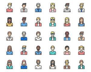 Fototapeta premium Avatar people icons line color vector , person , man , woman ,