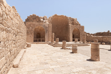 The south  church in ruins of Shivta - a national park in southern Israel, includes the ruins of an ancient Nabatean city in the northern Negev.