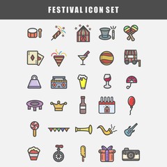 Fototapeta na wymiar simple set of festival icon set