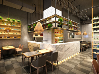 3d render of cafe house, restaurant