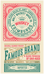 Obraz premium Old label design for Whiskey and Wine label, Restaurant banner, Beer label. Vector illustration