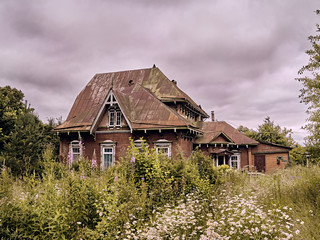 rustic wooden house. july