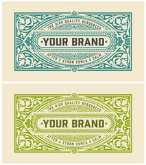Old label with floral details. Elements by layers.