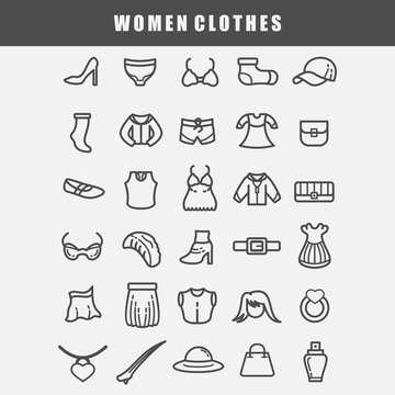 women clothes icon set vector