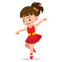 Little Ballerina Girl Posing Ballet Dance on a White Background