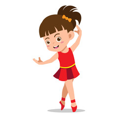 Little Ballerina Girl Posing Ballet Dance on a White Background