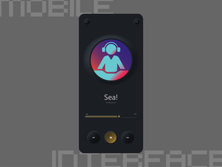 Music Player neumorphic design kit with neumorphism style. App UI, UX templates. GUI for mobile application. vector illustrations for mobile phone interface.  Pixel Perfect,  375x812 pixel.