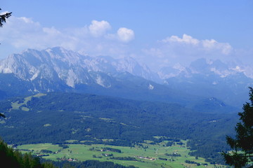 Wetterstein mountains in the mist, kruen, bavaria