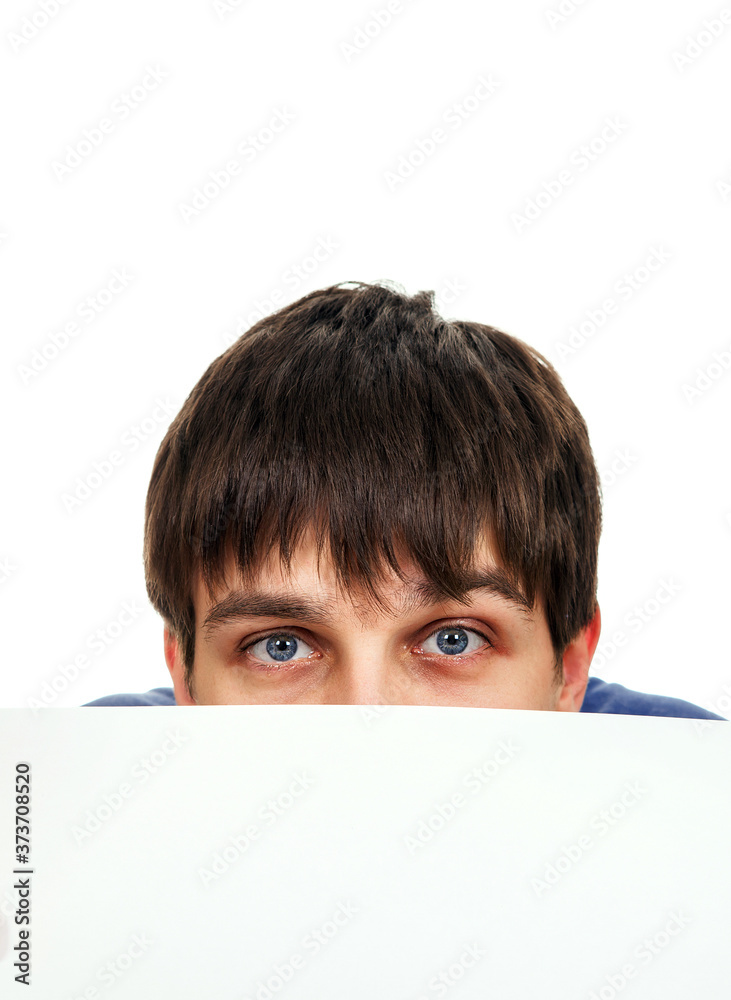 Canvas Prints young man with a blank paper