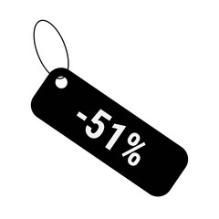 Minus 51 fifty one percent discount sale label tag. Flat coupon sticker icon.