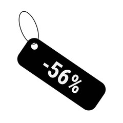 Minus 56 fifty six percent discount sale label tag. Flat coupon sticker icon.