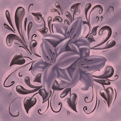 Lily flowers. Floral pattern .Background illustration.