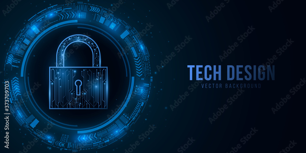 Poster security lock and sci-fi user interface with hud elements. password protection of computer system da