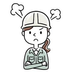 Stock illustration: young woman wearing work clothes, get angry