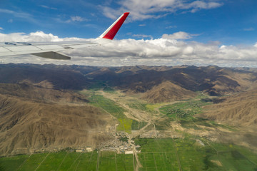 Connecting flight Kathmandu Lhasa, view of Mount Everest from the plane