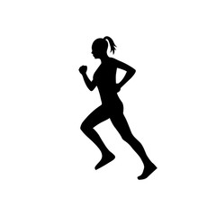 Fototapeta na wymiar silhouette of woman exercising jogging