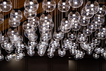 Modern light classic lamp hanging from celling. Vintage lamps, bulb lamps.