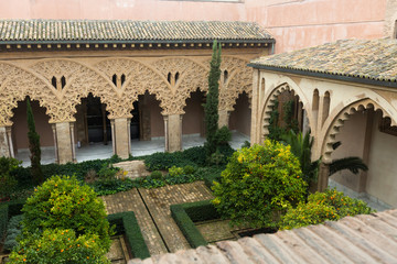 Aljaferia Palace. North gate arches Patio de Santa Isabel. Zaragoza, Aragon, Spain. 