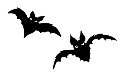 Halloween vector illustration. Hand drawn bats isolated on white background. Spooky character for banner, poster, invitation or festive decoration