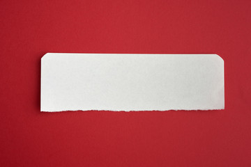 white stripe with curved edge on red background, abstract backdrop
