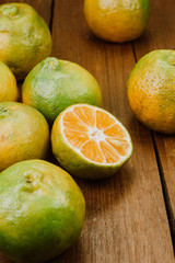 oranges on a wooden table