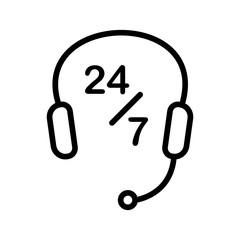 Headset, headphone support service icon. Linear style sign for mobile concept and web design. Symbol, logo illustration