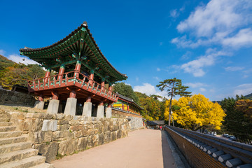 Korean Temple, Guryongsa, Autumn forest in Korean Mountain,Chiak mountain.