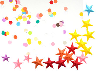 Origami stars  and confetti decorated