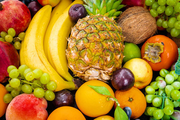 Fresh fruits background.Healthy eating