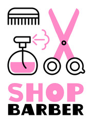 vector illustration of barber shop set with scissors, beauty and health